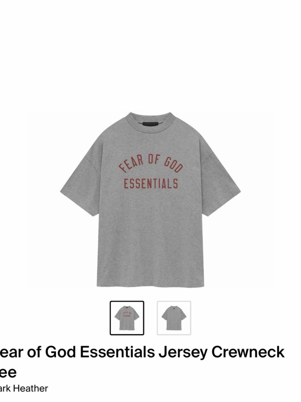 Fear of God Essentials Jersey Crewneck Tee 'Dark Heather'  (oversized)